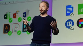 Dropbox CEO Drew Houston speaks onstage during the Dropbox Work In Progress Conference at Pier 48 on September 25, 2019 in San Francisco