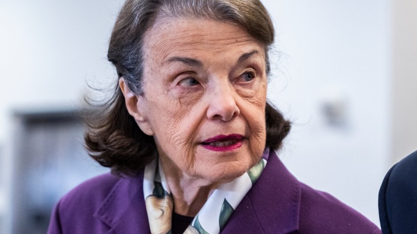 Sen. Dianne Feinstein riding the U.S. Capitol subway on Feb. 15, 2023