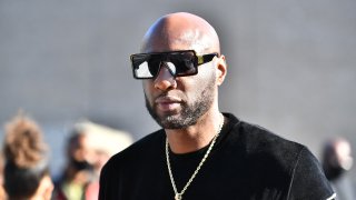 Lamar Odom arrives at Celebrity Boxing Press Conference: Battle of Love & Hip Hop )