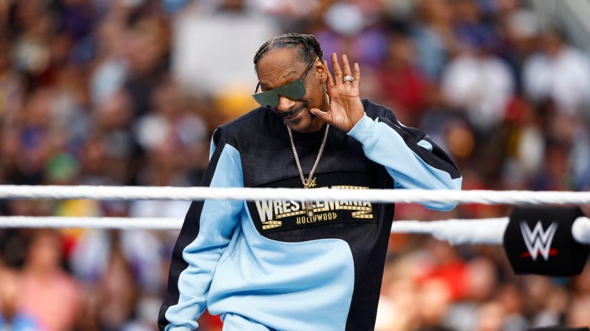 Snoop Dogg during WrestleMania Goes Hollywood at SoFi Stadium on April 01, 2023 in Inglewood, California.