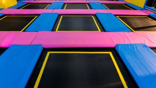 An empty trampoline park.