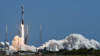 FILE - A SpaceX Falcon 9 launches from Cape Canaveral Space Force Station in Cape Canaveral, Florida.