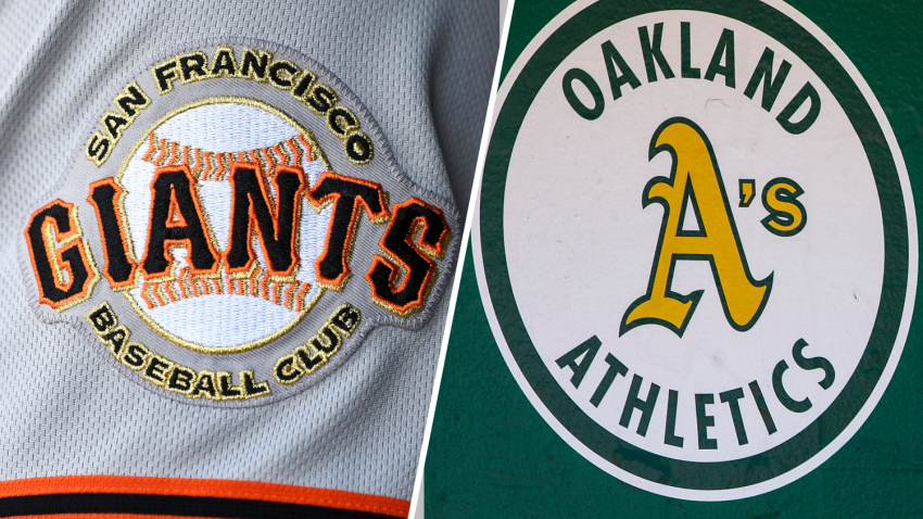 FILE: San Francisco Giants logo (Left) and Oakland A’s logo (right.) (Getty Images)