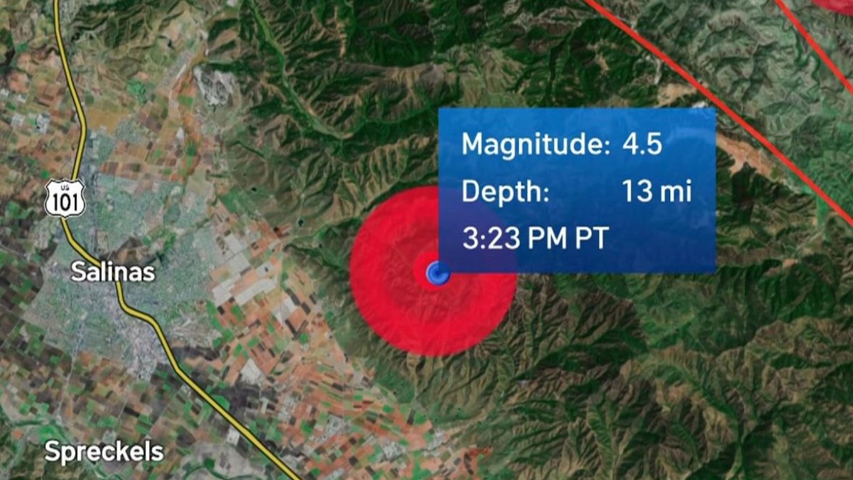 Preliminary 4.5 Magnitude Earthquake Strikes South of Gilroy: USGS