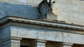 The Federal Reserve Headquarters are pictured on March 21, 2023 in Washington, DC.