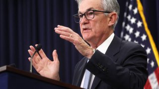 Federal Reserve Board Chair Jerome Powell holds a news conference after the Fed raised interest rates by a quarter of a percentage point following a two-day meeting of the Federal Open Market Committee (FOMC) on interest rate policy in Washington, March 22, 2023.