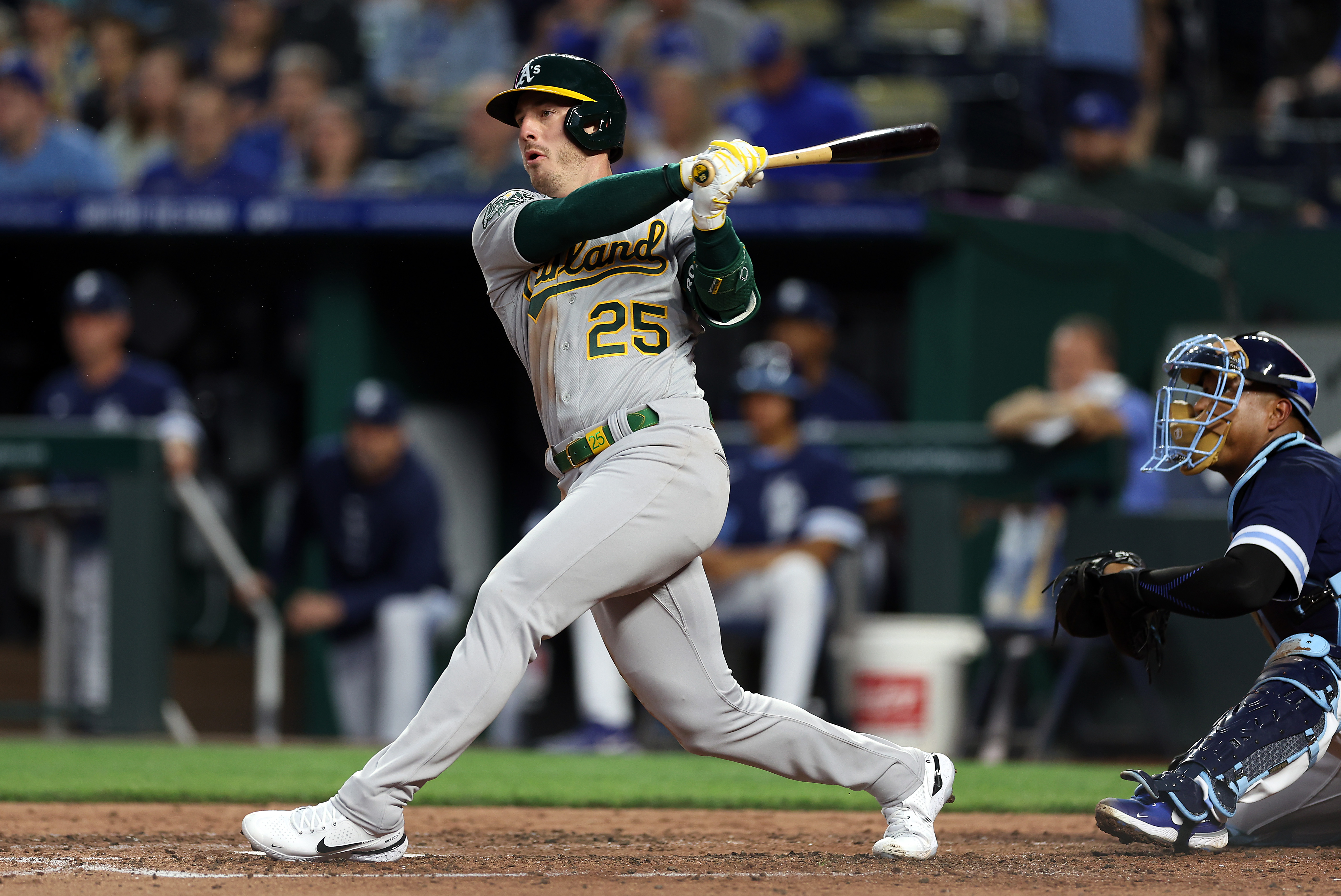 Esteury Ruiz of the Oakland Athletics fields during the game against  News Photo - Getty Images