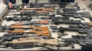 Weapons seized from a road rage suspect in San Jose.