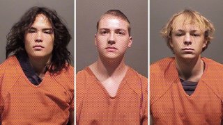 Zachary Kwak (L), Nicholas “Mitch” Karol-Chik (M) and Joseph Koenig (R), all 18, each face identical charges of first-degree murder, attempted first-degree murder, second-degree assault and attempted second-degree assault in the death of 20-year-old Alexis Bartell and alleged attacks on six other cars in suburban Denver.