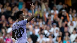 Vinicius Junior of Real Madrid during La Liga match between Valencia CF and Real Madrid at Mestalla Stadium on May 21 , 2023.