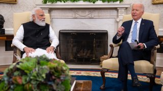 U.S. President Joe Biden and Indian Prime Minister Narendra Modi participate in a bilateral meeting in the Oval Office of the White House on September 24, 2021 in Washington, DC.