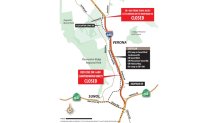 Map of I-680 closure and detours.