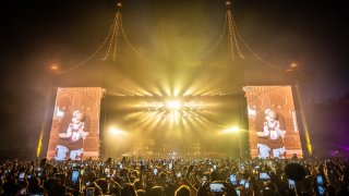 Post Malone performs in Golden Gate Park at Outside Lands in San Francisco, Calif., on Aug. 7, 2022. (Alive Coverage/Outside Lands via Bay City News)