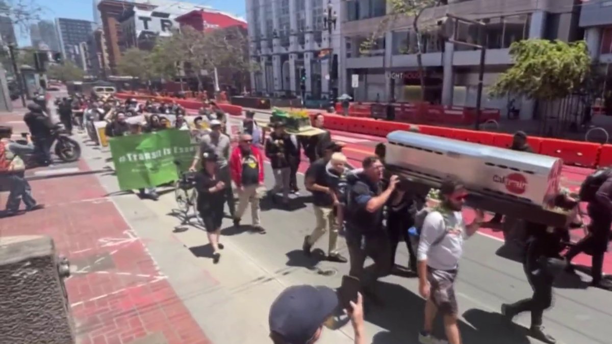 Advocates Hold Mock Funeral, Rally for Public Transit in San Francisco – NBC Bay Area