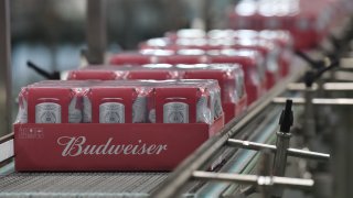 SUQIAN, CHINA – APRIL 12, 2023 – An automated production line of Budweiser beer is seen at a workshop of Anheuser-Busch InBev (Suqian) Beer Co LTD in Suqian, Jiangsu Province, China, April 12, 2023.