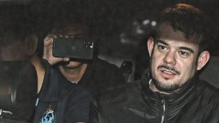 Dutch citizen Joran van der Sloot is driven in a police vehicle from the Ancon I maximum-security prison near Lima, Peru, on June 8, 2023.