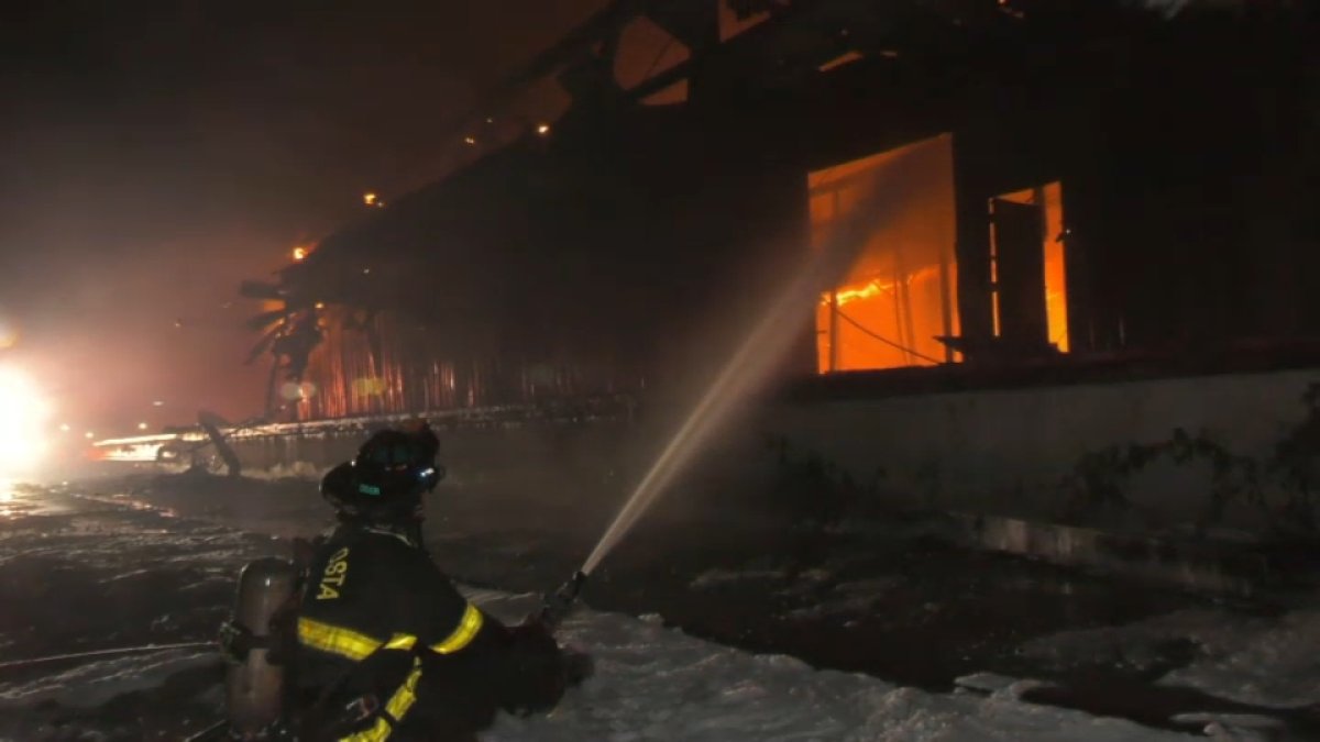 Crews battle 4-alarm fire at abandoned warehouse in Antioch Marina ...