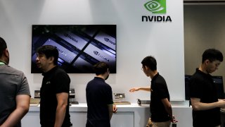 Products at the showroom of the Nvidia Corp. offices in Taipei, Taiwan, on Friday, June 2, 2023.