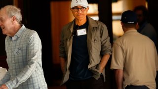 Satya Nadella, CEO, Microsoft, at the Allen & Company Sun Valley Conference on July 11, 2023 in Sun Valley, Idaho.