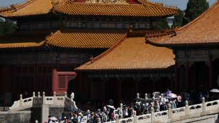 Tourists at the Palace Museum on June 29, 2023, in Beijing, China.