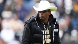 Colorado Buffaloes head football coach Deion Sanders during the first half of the 2023 spring game at Folsom Filed.