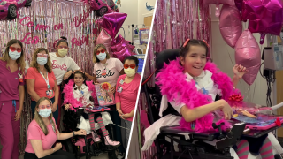 Nurses at Cedars-Sinai Guerin Children’s Hospital threw a special Barbie-themed party for young Barbie fan Ashley Gomez.