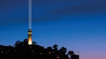 Coit Tower will light up the San Francisco skyline with laser space cannons this weekend.