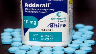 Ten milligram tablets of the hyperactivity drug, Adderall, made by Shire Plc.