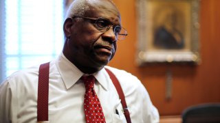 U.S. Supreme Court Justice Clarence Thomas is seen in his chambers at the U.S. Supreme Court building in Washington, U.S. June 6, 2016.