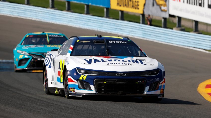 William Byron, driver of the No. 24 Valvoline Chevrolet, drives during the NASCAR Cup Series Go Bowling at The Glen at Watkins Glen International on Aug. 20, 2023 in Watkins Glen, N.Y.