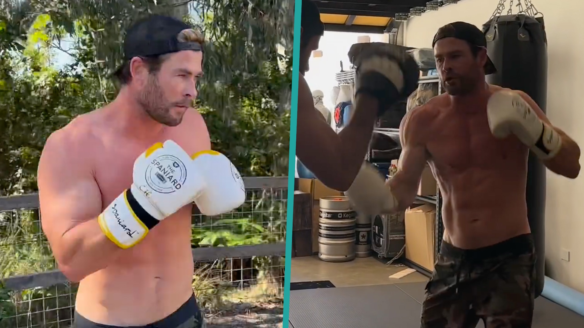 Chris Hemsworth throws punches in shirtless boxing video