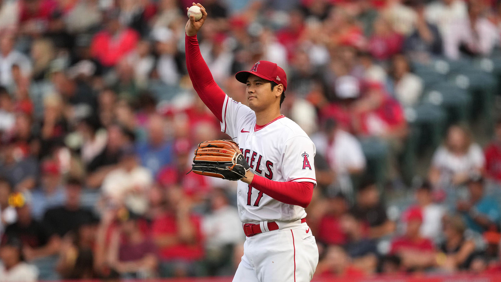 Download Los Angeles Angels Shohei Ohtani Holding Baseball