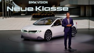 BMW CEO Oliver Zipse speaks during the presentation of the new BMW “New Class” during an event ahead of the IAA motor show in Munich.