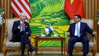 U.S. President Joe Biden meets with Vietnam’s Prime Minister Pham Minh Chinh in Hanoi, Vietnam, September 11, 2023. 