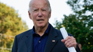 President Joe Biden speaks to members of the media after attending Mass at St. Edmond Roman Catholic Church in Rehoboth Beach, Del., Sunday, Sept. 3, 2023.