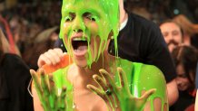 LOS ANGELES, CA - MARCH 31: Actress Halle Berry gets slimed at Nickelodeon's 25th Annual Kids' Choice Awards held at Galen Center on March 31, 2012 in Los Angeles, California. (Photo by Christopher Polk/KCA2012/Getty Images for KCA)