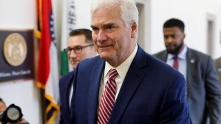 U.S. Representative Tom Emmer (R-MN) arrives for a House Republican conference meeting to choose a nominee in the race for House Speaker at the U.S. Capitol in Washington, October 24, 2023.