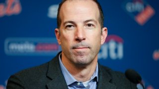 FILE – New York Mets general manager Billy Eppler speaks to reporters during a news conference at Citi Field, Jan. 31, 2023, in New York. Eppler quit as the Mets general manager on Thursday, Oct. 5, days after David Stearns was hired above him as the team’s first president of baseball operations. (AP Photo/Mary Altaffer, File)