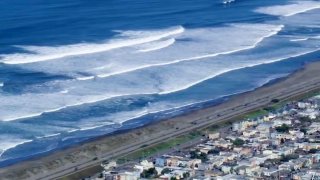 Waves along the San Francisco Bay Area coastline.