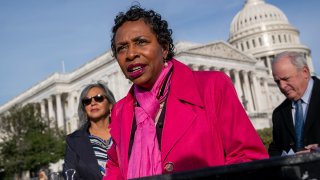 FILE - Rep. Yvette Clarke of New York speaks at a news conference in Washington, Nov. 4, 2021.
