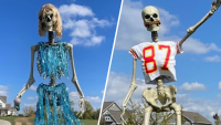 12-foot Taylor Swift and Travis Kelce skeletons fill a blank space in Indiana yard: ‘We're big fans'