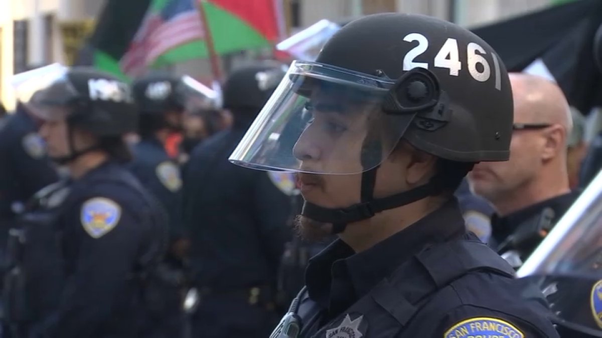 Palestinian supporters rally outside Israeli consulate office in San