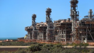 The Gorgon liquefied natural gas (LNG) and carbon capture and storage (CCS) facility, operated by Chevron Corp., on Barrow Island, Australia, on Monday, July 24, 2023.