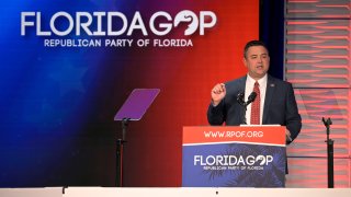 Florida Republican Party Chairman Christian Ziegler addresses attendees at the Republican Party of Florida Freedom Summit, Nov. 4, 2023, in Kissimmee, Fla.