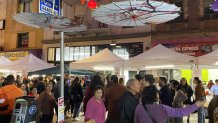 People visit the booths and vendors at the Night Market at San Francisco's Chinatown. November 11, 2023. NBC Bay Area Photo/ Alyssa Goard.