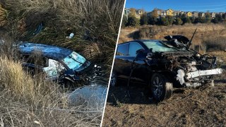 A family of four was rescued after their Toyota Highlander went off I-580 in Livermore and landed in a creek.