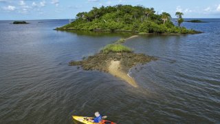 Aerial shot of Sweetheart Island in Florida