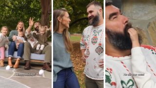 The Kelce family had some hysterical moments during their holiday card photoshoot.