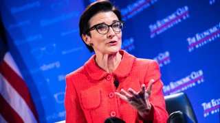 Jane Fraser, chief executive officer of Citigroup Inc., during an interview for an episode of “The David Rubenstein Show: Peer-to-Peer Conversations” at the Economic Club of Washington in Washington, DC, US, on Wednesday, March 22, 2023.