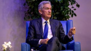 Jerome Powell, chairman of the US Federal Reserve, during a discussion at Spelman College in Atlanta, Georgia, US, on Friday, Dec. 1, 2023.